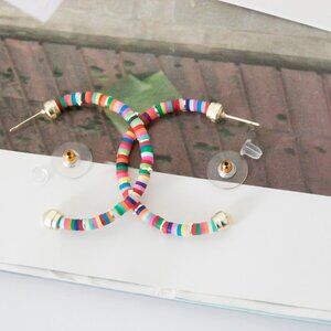 Kendra Scott Reece Small Hoop Earrings Neon Mix Gold Vibrant Style Dust Bag